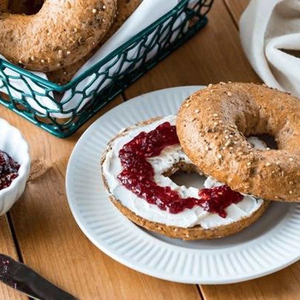 Bagel Cream Cheese and Jelly Sandwich